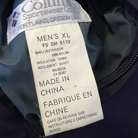 Columbia Jacket Mens XL Reversible Purple Blue Down Puffer Coat Full Zip Up - Picture 8 of 10